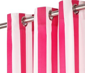Curtains with Metal Rings 2 pcs Fabric 140x175 cm Pink Stripe