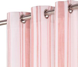 Curtains with Metal Rings 2 pcs Cotton 140x225 cm Pink Stripe