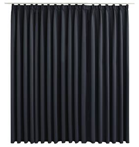 Blackout Curtain with Hooks Black 290x245 cm