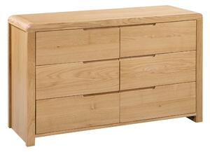 Curve Wide 6 Drawer Chest, Oak Brown