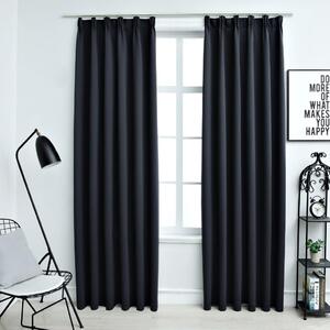 Blackout Curtains with Hooks 2 pcs Anthracite 140x175 cm