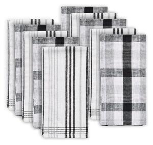 Pack of 10 Monochrome Tea Towels Black/white