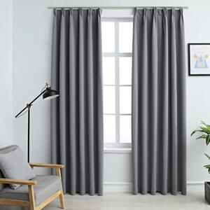 Blackout Curtains with Hooks 2 pcs Grey 140x175 cm