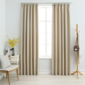 Blackout Curtains with Hooks 2 pcs Beige 140x175 cm