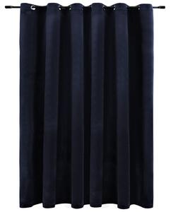 Blackout Curtain with Metal Rings Velvet Black 290x245 cm