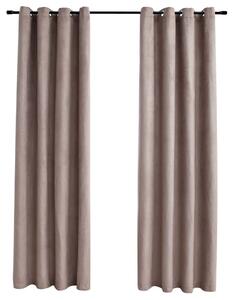 Blackout Curtains with Metal Rings 2 pcs Taupe 140x175 cm