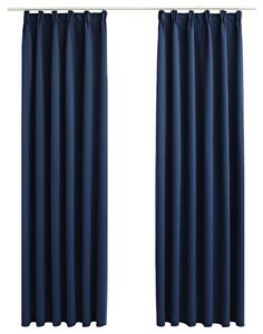 Blackout Curtains with Hooks 2 pcs Blue 140x175 cm