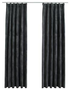 Blackout Curtains 2 pcs with Hooks Velvet Anthracite 140x225 cm