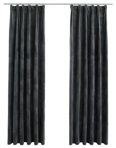 Blackout Curtains 2 pcs with Hooks Velvet Anthracite 140x175 cm