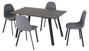 Berlin Rectangular Dining Table with 4 Chairs, Black Black