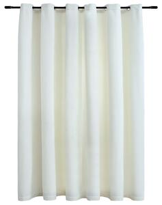 Blackout Curtain with Metal Rings Velvet Cream 290x245 cm