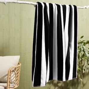 Black Stripe Jacquard Beach Towel Black