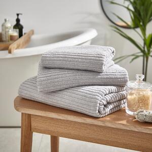 Turkish Cotton Ribbed Towel Silver