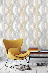 Grandeco Madeleine Yellow/Grey Wallpaper