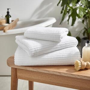Turkish Cotton Ribbed Towel White