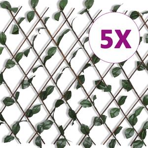 Willow Trellis Fence 5 pcs with Artificial Leaves 180x90 cm
