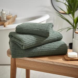 Turkish Cotton Ribbed Towel Green