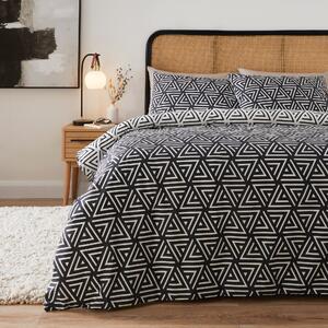 Zila Geometric Graphite Duvet Cover and Pillowcase Set Grey/White