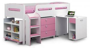 Kimbo Pink Cabin Bed Pink/White