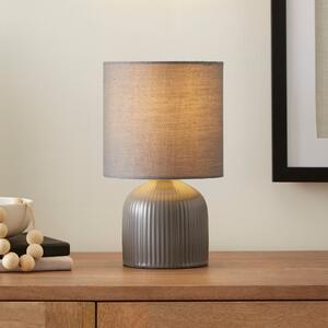Hebe Ribbed Ceramic Table Lamp Graphite (Grey)