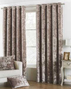 Paoletti Verona Crushed Velvet Lined Ready Made Eyelet Curtains Oyster