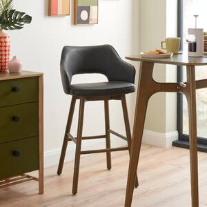 Elements Bar Height Stools, Black Faux Leather Black