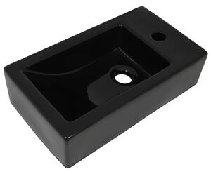 Basin with Faucet Hole Rectangular Ceramic Black 46x25.5x12 cm
