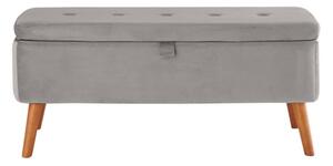 Velvet Storage Bench in Light Grey