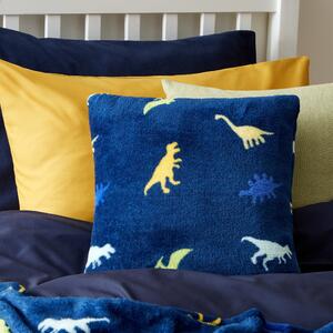 Blue Dino Cushion Navy/Yellow