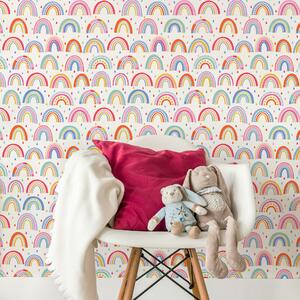 Over The Rainbow Pink Wallpaper White/Red/Pink