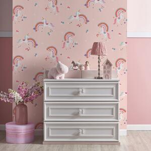 Metallic Unicorn Wallpaper Pink