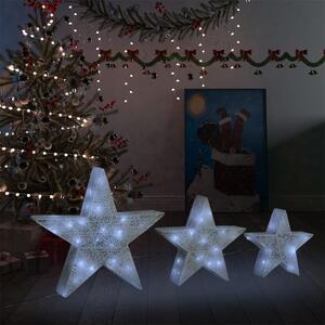 3 Piece LED White Mesh Christmas Stars