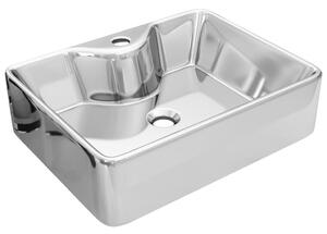Wash Basin with Faucet Hole 48x37x13.5 cm Ceramic Silver
