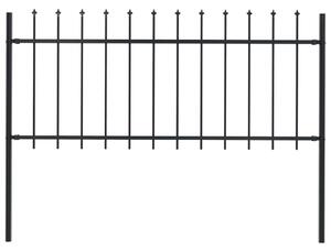 Garden Fence with Spear Top Steel 1.7x0.8 m Black