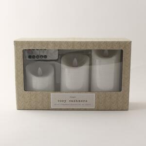 Hygge Cosy Cashmere Set of 3 LED White Candles White