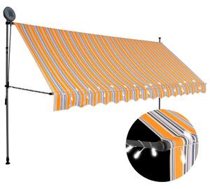 Manual Retractable Awning with LED 350 cm Yellow and Blue