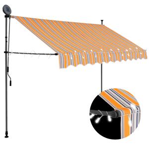 Manual Retractable Awning with LED 250 cm Yellow and Blue