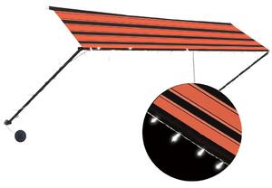 Retractable Awning with LED 400x150 cm Orange and Brown