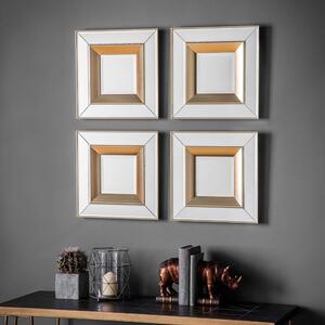Pack of 4 Hesston Square Mirror, 39cm Gold