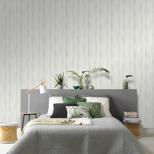 2 pcs Non-woven Wallpaper Rolls White 0.53x10 m Waves