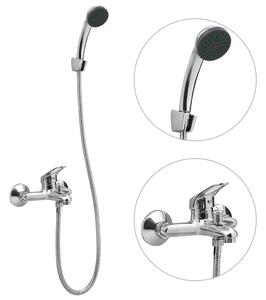 Bathtub Shower Mixer with Hand Shower and Hose Tap Set Chrome