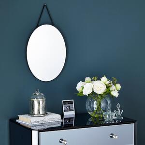 Hanging Oval Wall Mirror, 40x30cm Silver