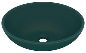 Luxury Basin Oval-shaped Matt Dark Green 40x33 cm Ceramic