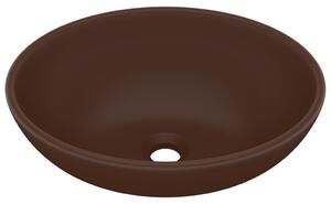 Luxury Basin Oval-shaped Matt Dark Brown 40x33 cm Ceramic