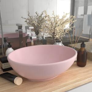 Luxury Basin Oval-shaped Matt Pink 40x33 cm Ceramic