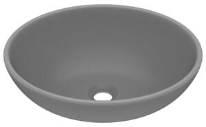 Luxury Basin Oval-shaped Matt Dark Grey 40x33 cm Ceramic