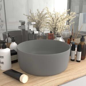 Luxury Wash Basin Round Matt Light Grey 40x15 cm Ceramic