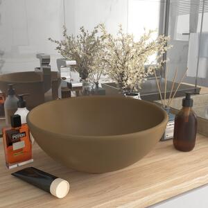 Luxury Bathroom Basin Round Matt Cream 32.5x14 cm Ceramic