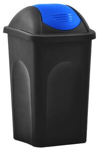Trash Bin with Swing Lid 60L Black and Blue