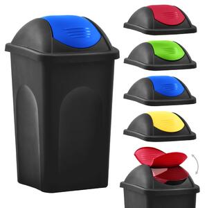 Trash Bin with Swing Lid 60L Black and Blue